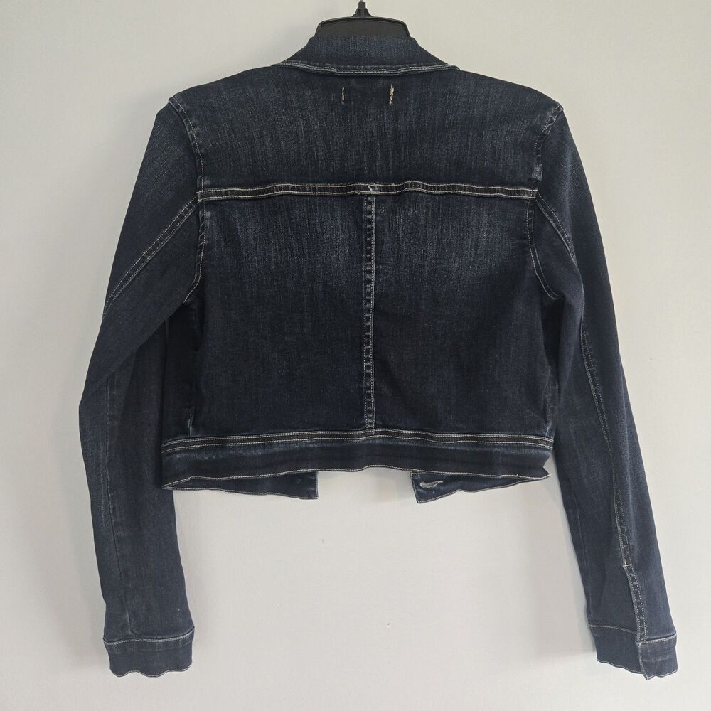 Calvin Klein Jeans Women’s Cropped Denim Trucker Jacket Dark Wash Size Small - Picture 8 of 8